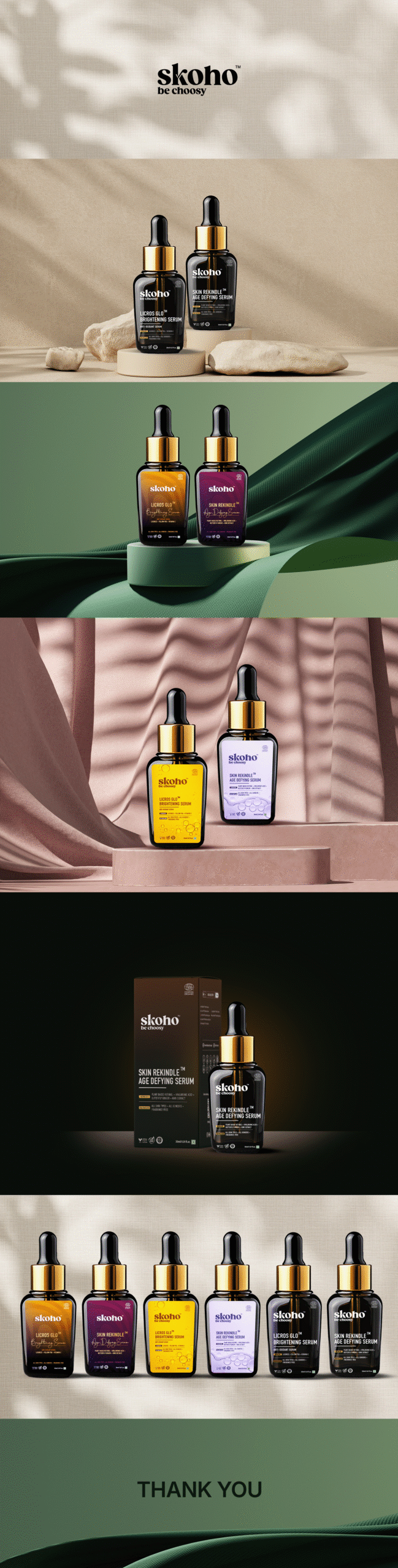 The objective of this pitch was to create a clean, luxurious, and shelf-impactful identity for two key products: Licros Glo Brightening Serum and Skin Rekindle Age Defying Serum. The design approach focuses on balancing scientific credibility with aesthetic minimalism, a key trend in modern skincare packaging.
